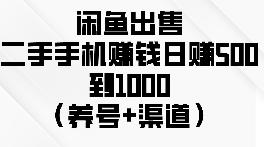 （10269期）闲鱼出售二手手机赚钱，日赚500到1000（养号+渠道）-117资源网