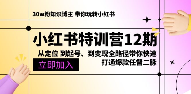 （10666期）小红书特训营12期：从定位 到起号、到变现全路径带你快速打通爆款任督二脉-117资源网