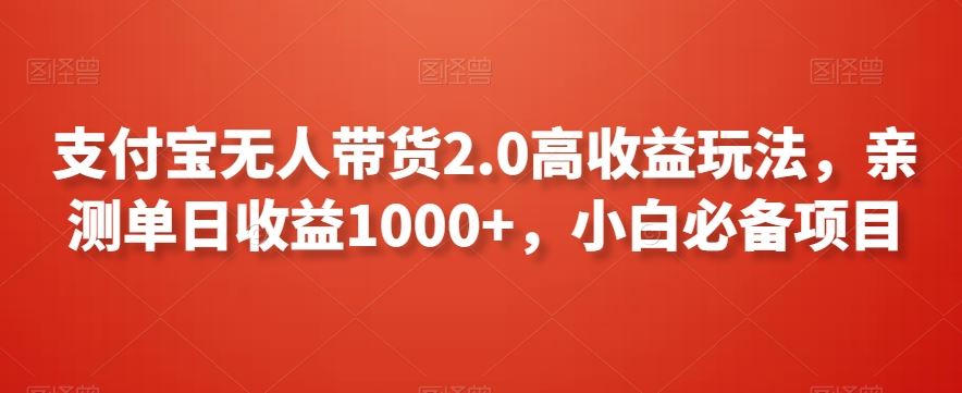 支付宝无人带货2.0高收益玩法，亲测单日收益1000+，小白必备项目【揭秘】-117资源网