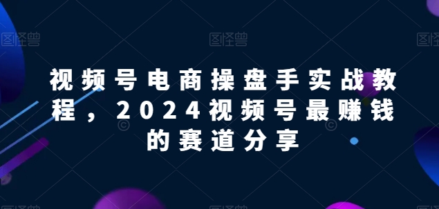 视频号电商实战教程，2024视频号最赚钱的赛道分享-117资源网