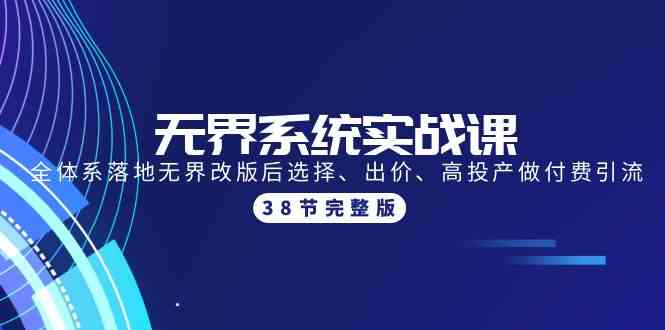 无界系统实战课：全体系落地无界改版后选择、出价、高投产做付费引流-38节-117资源网