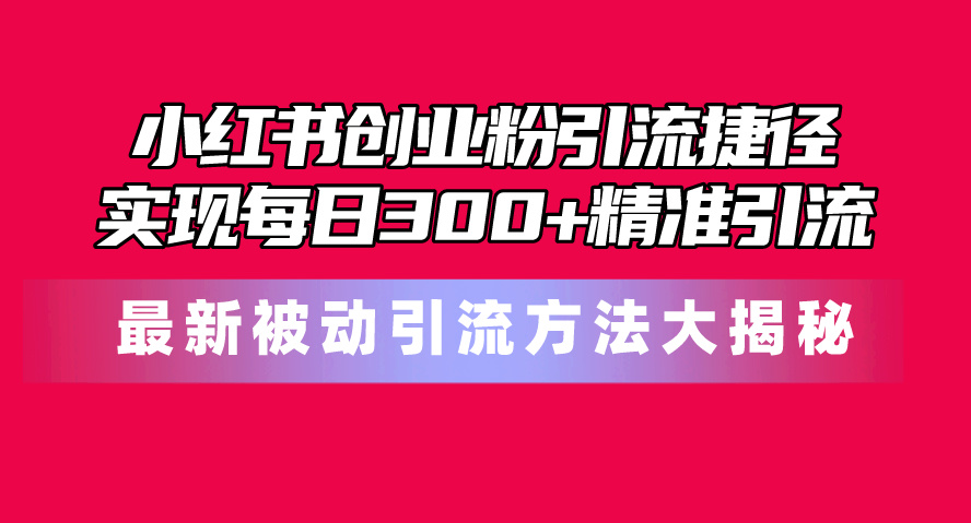 （10692期）小红书创业粉引流捷径！最新被动引流方法大揭秘，实现每日300+精准引流-117资源网