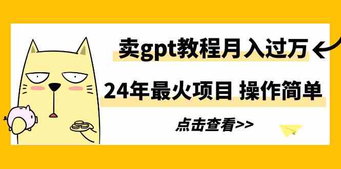 （9180期）24年最火项目，卖gpt教程月入过万，操作简单-117资源网