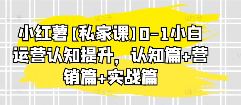 小红薯【私家课】0-1小白运营认知提升，认知篇+营销篇+实战篇-117资源网