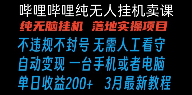 哔哩哔哩纯无脑挂机卖课 单号日收益200+ 手机就能做-117资源网