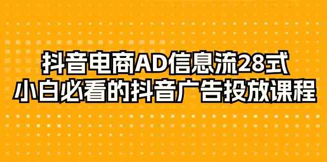 抖音电商AD信息流28式，小白必看的抖音广告投放课程（29节课）-117资源网