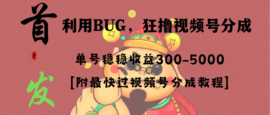 全网独家首发，视频号BUG，超短期项目，单号每日净收益300-5000！-117资源网