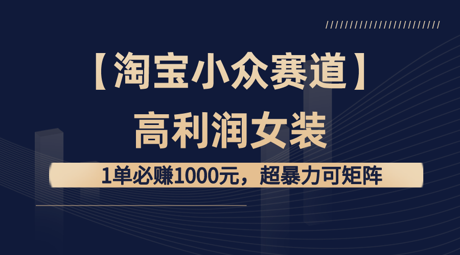 【淘宝小众赛道】高利润女装：1单必赚1000元，超暴力可矩阵-117资源网