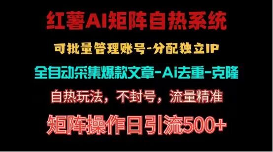 红薯矩阵自热系统，独家不死号引流玩法！矩阵操作日引流500+-117资源网