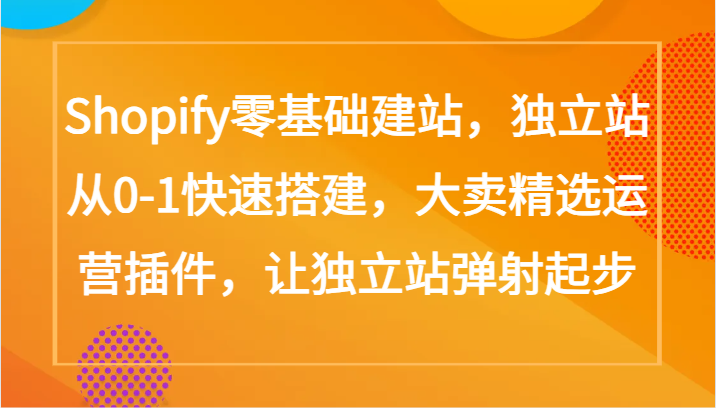 Shopify零基础建站，独立站从0-1快速搭建，大卖精选运营插件，让独立站弹射起步-117资源网