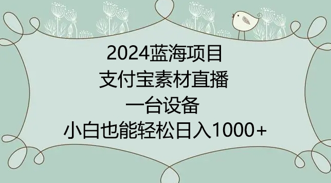 2024年蓝海项目，支付宝素材直播，无需出境，小白也能日入1000+ ，实操教程-117资源网