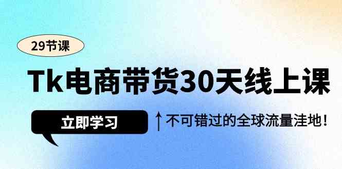 Tk电商带货30天线上课，不可错过的全球流量洼地（29节课）-117资源网