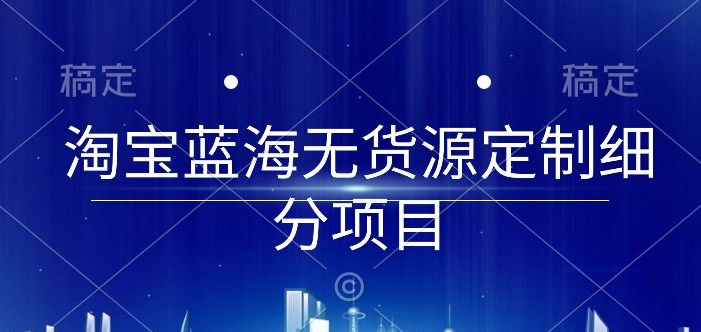 淘宝蓝海无货源定制细分项目，从0到起店实操全流程-117资源网