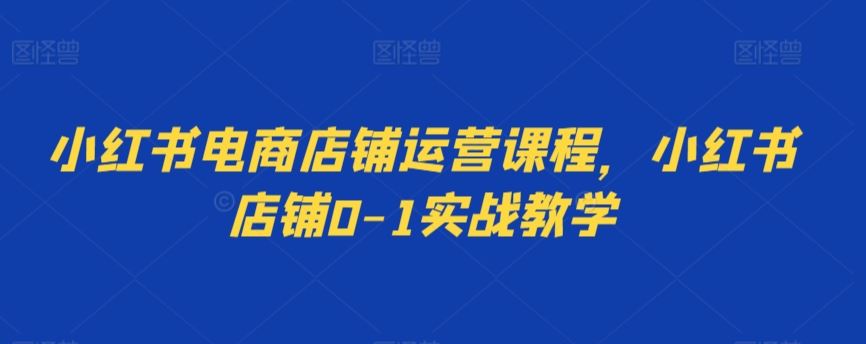 小红书电商店铺运营课程，小红书店铺0-1实战教学-117资源网