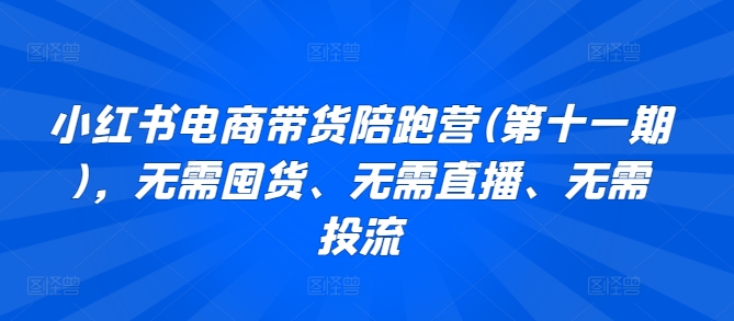 小红书电商带货陪跑营(第十一期)，无需囤货、无需直播、无需投流-117资源网