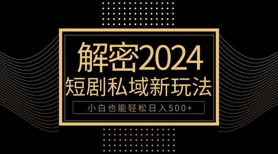 （9951期）10分钟教会你2024玩转短剧私域变现，小白也能轻松日入500+-117资源网