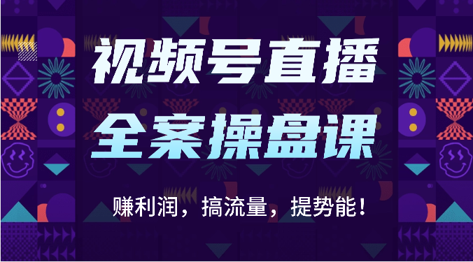 视频号直播全案操盘课：赚利润，搞流量，提势能！（16节课）-117资源网