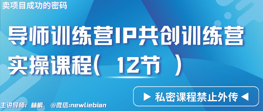 导师训练营3.0IP共创训练营私密实操课程（12节）-卖项目的密码成功秘诀-117资源网