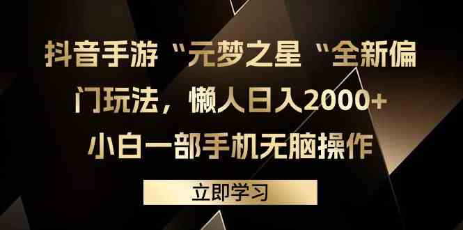 （9456期）抖音手游“元梦之星“全新偏门玩法，懒人日入2000+，小白一部手机无脑操作-117资源网