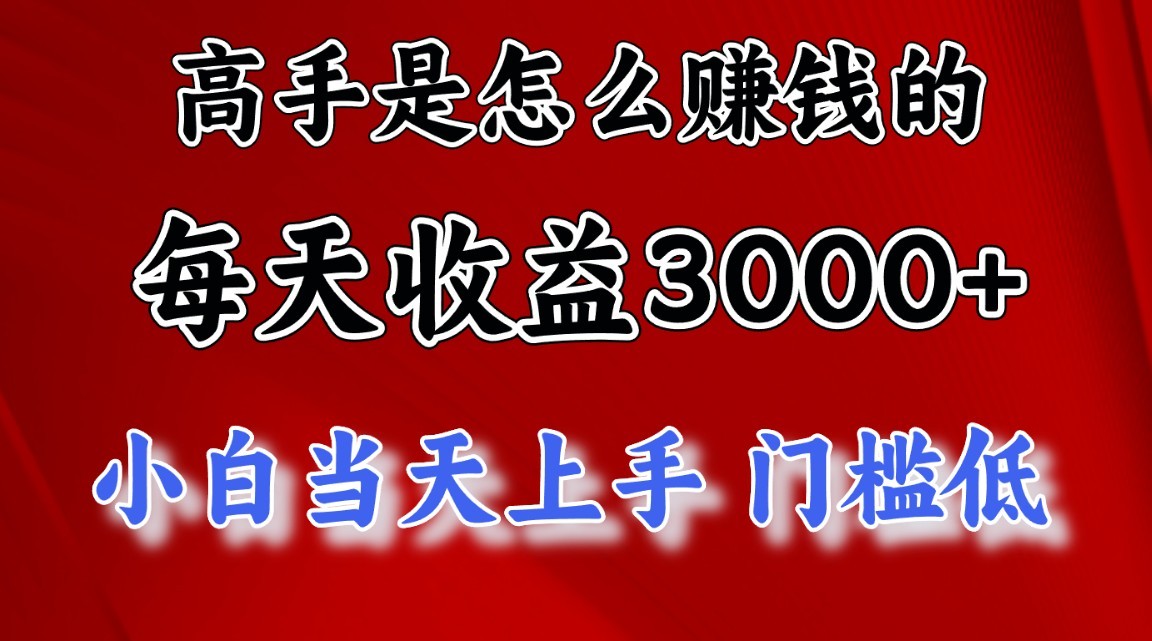 高手是怎么一天赚3000+的，小白当天上手，翻身项目，非常稳定。-117资源网