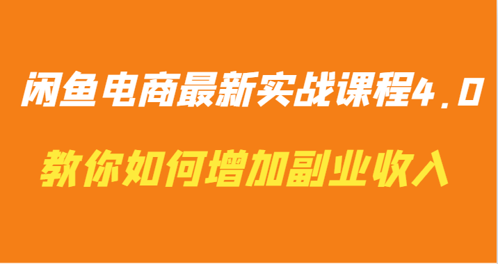 闲鱼电商最新实战课程4.0-教你如何快速增加副业收入-117资源网