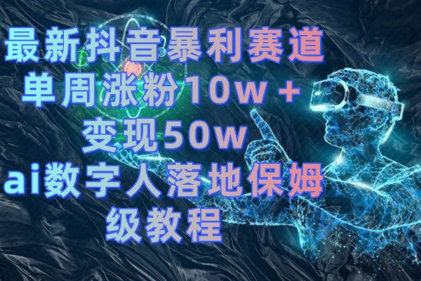 最新抖音暴利赛道，单周涨粉10w＋变现50w的ai数字人落地保姆级教程-117资源网