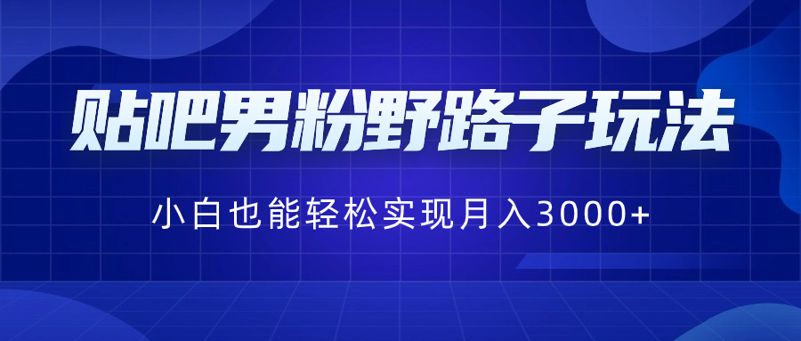 贴吧男粉野路子玩法，小白也能轻松实现月入3000+-117资源网