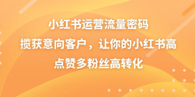 小红书运营流量密码，揽获意向客户，让你的小红书高点赞多粉丝高转化-117资源网