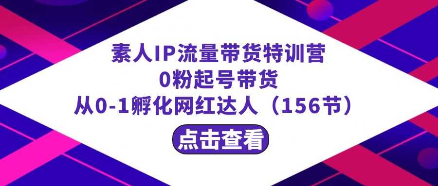 繁星·计划素人IP流量带货特训营：0粉起号带货 从0-1孵化网红达人（156节）-117资源网