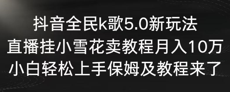 抖音全民k歌5.0新玩法，直播挂小雪花卖教程月入10万，小白轻松上手，保姆及教程来了-117资源网