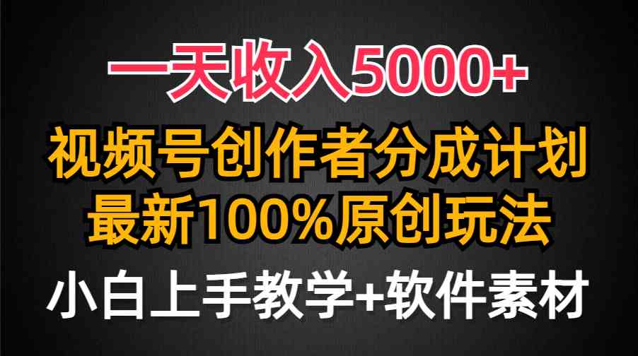 （9599期）一天收入5000+，视频号创作者分成计划，最新100%原创玩法，小白也可以轻…-117资源网