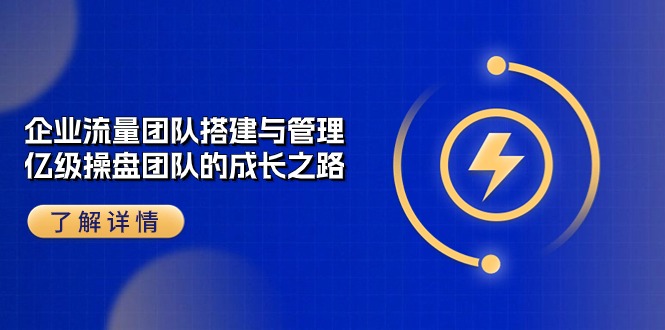 （10837期）企业 流量团队-搭建与管理，亿级 操盘团队的成长之路（28节课）-117资源网