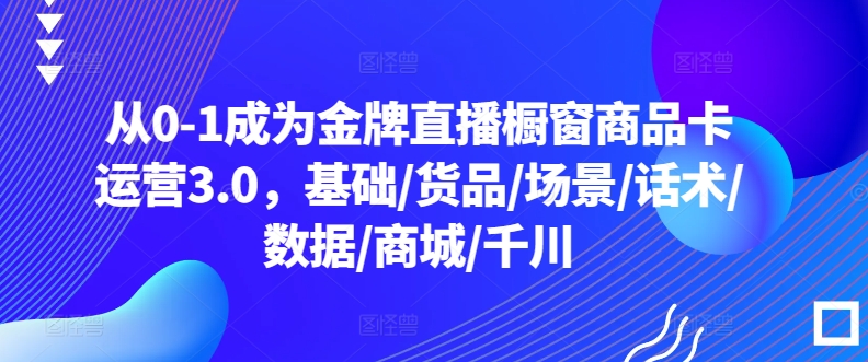 从0-1成为金牌直播橱窗商品卡运营3.0，基础/货品/场景/话术/数据/商城/千川-117资源网