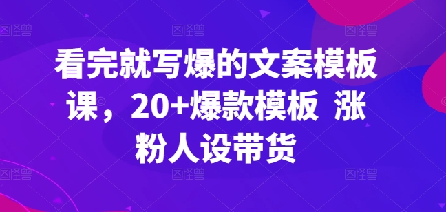 看完就写爆的文案模板课，20+爆款模板  涨粉人设带货-117资源网