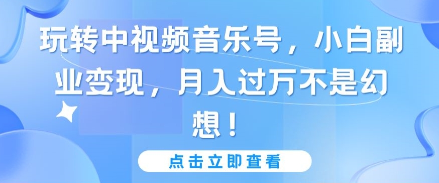 玩转中视频音乐号，小白副业变现，月入过万不是幻想-117资源网