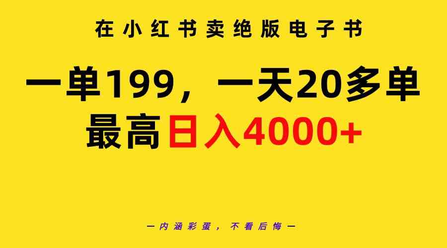 （9401期）在小红书卖绝版电子书，一单199 一天最多搞20多单，最高日入4000+教程+资料-117资源网