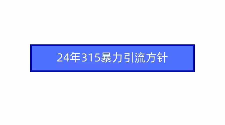 （9398期）2024年315暴力引流方针-117资源网