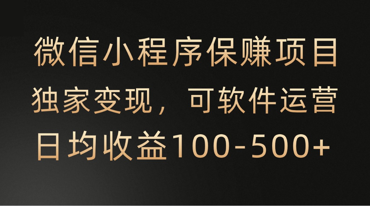 微信小程序，腾讯保赚项目，可软件自动运营，日均100-500+收益有保障-117资源网