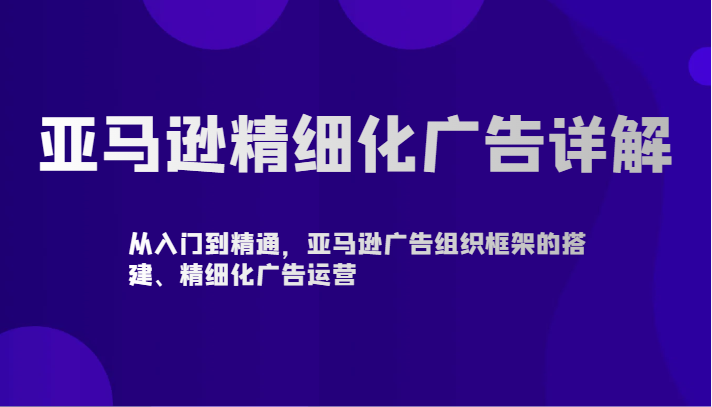 亚马逊精细化广告详解-从入门到精通，亚马逊广告组织框架的搭建、精细化广告运营-117资源网