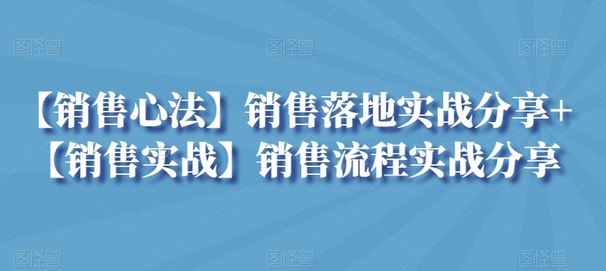 【销售心法】销售落地实战分享+【销售实战】销售流程实战分享-117资源网