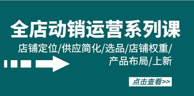 （9845期）全店·动销运营系列课：店铺定位/供应简化/选品/店铺权重/产品布局/上新-117资源网