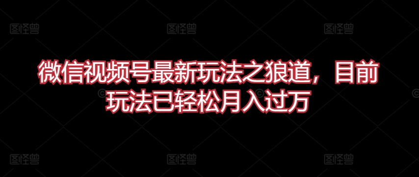 微信视频号最新玩法之狼道，目前玩法已轻松月入过万-117资源网