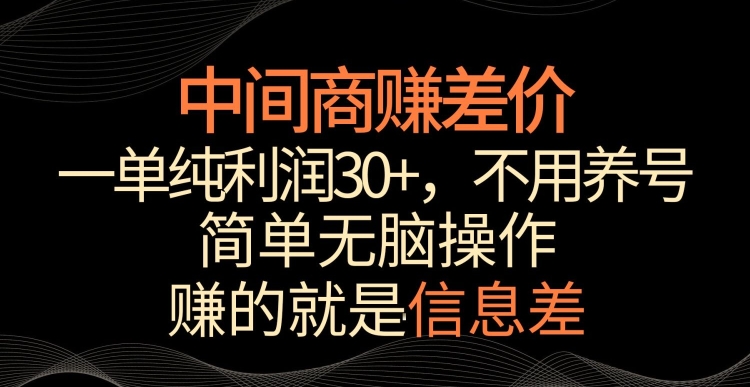 中间商赚差价，一单纯利润30+，简单无脑操作，赚的就是信息差，轻轻松松日入1000+-117资源网