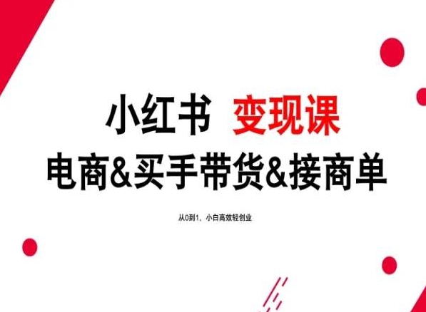 2024年最新小红书变现课，电商&买手带货&接商单，从0到1，小白高效轻创业-117资源网