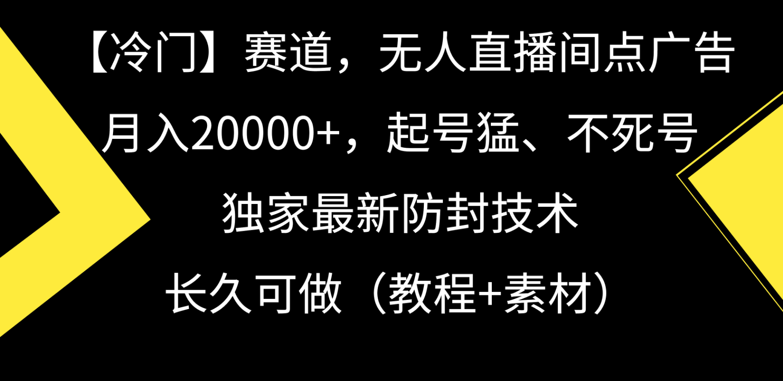 冷门赛道无人直播间点广告， 月入20000+，起号猛不死号，独 家最新防封技术-117资源网