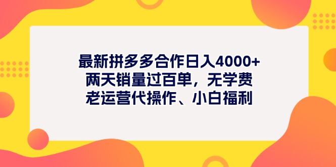 最新拼多多项目日入4000+两天销量过百单，无学费、老运营代操作、小白福利-117资源网