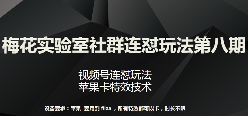 梅花实验室社群连怼玩法第八期，视频号连怼玩法 苹果卡特效技术-117资源网