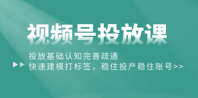 （10205期）视频号投放课：投放基础认知完善疏通，快速建模打标签，稳住投产稳住账号-117资源网