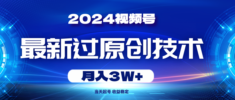 （10704期）2024视频号最新过原创技术，当天起号，收益稳定，月入3W+-117资源网