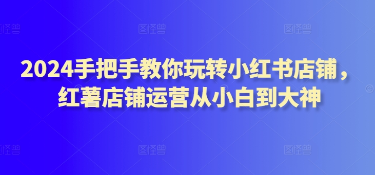 2024手把手教你玩转小红书店铺，红薯店铺运营从小白到大神-117资源网